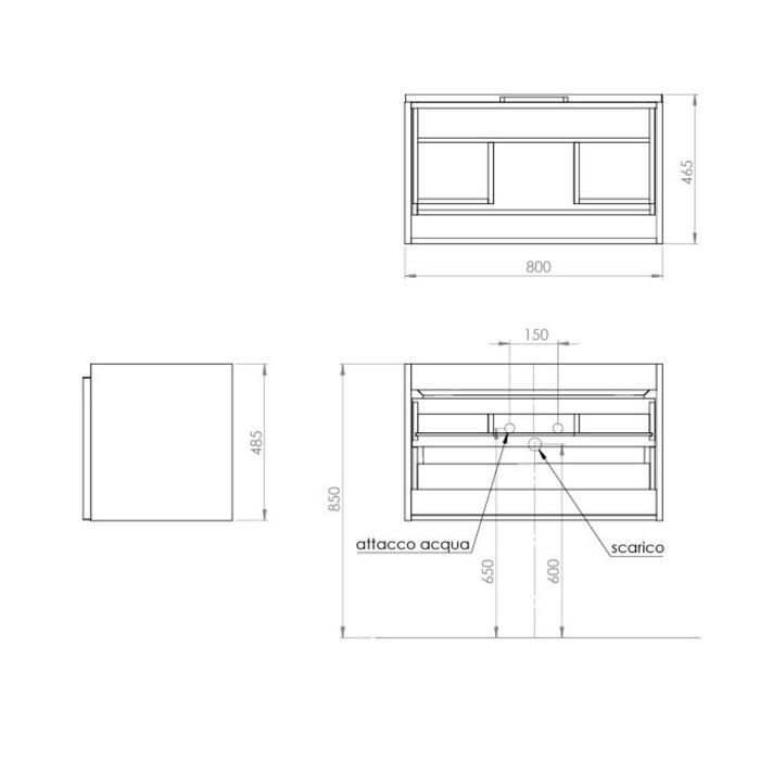 Mobilier baie clasic Paola  PA03  80 cm Eban Italy
