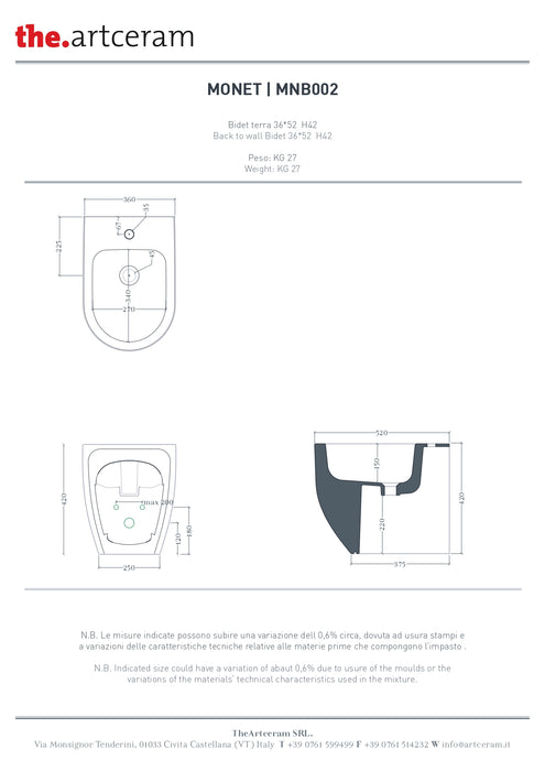 Bideu Stativ Monet Artceram 36x52cm -mnb002