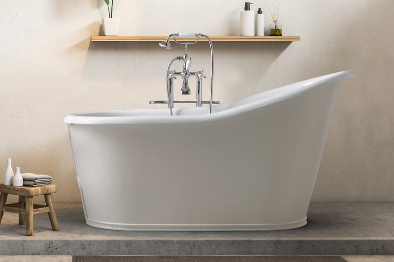 Cadă de Baie din Fontă Old Lavande Albă 137x76 cm - Design Clasic Italian