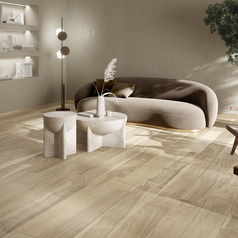 Gresie porțelanată Walnut Nuc 20 × 120 cm, mat, aspect lemn – Pamesa