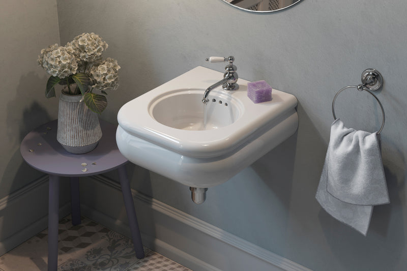Lavoar Suspendat Clasic Romantica - Ceramică Albă Premium 42x46 cm Italia