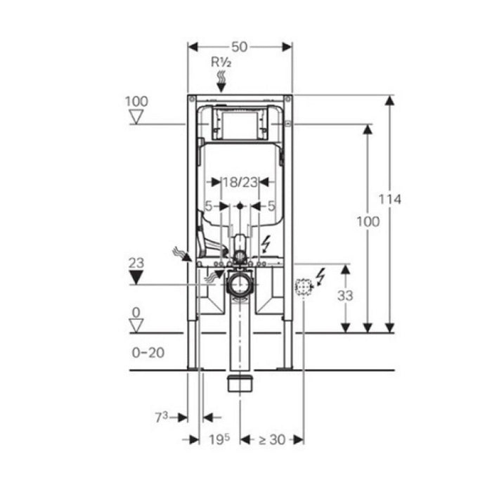 Rezervor wc incastrat Geberit, Duofix cu rezervor Sigma, 8 cm (UP720)