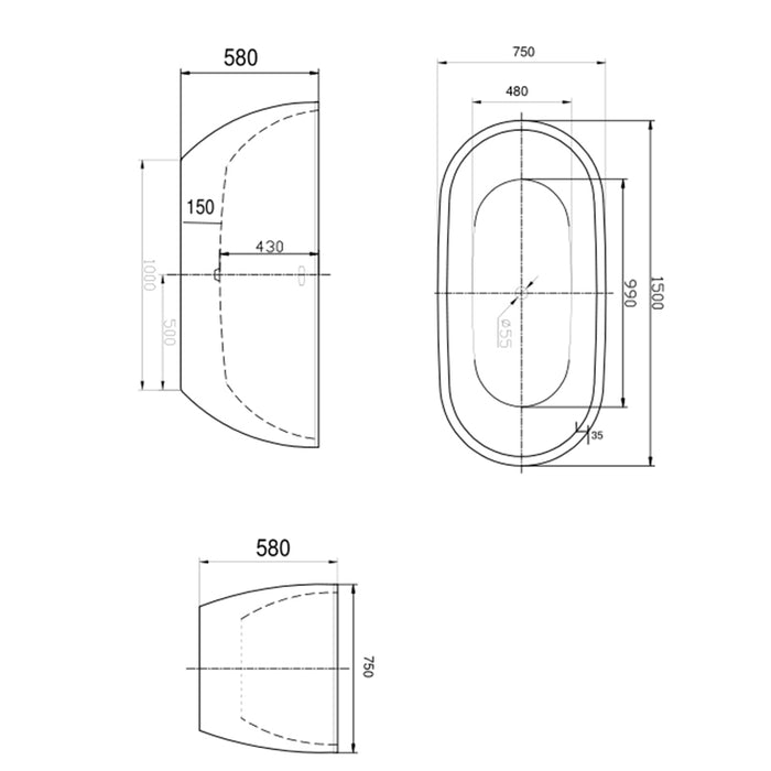 Cada freestanding Aura 150cm