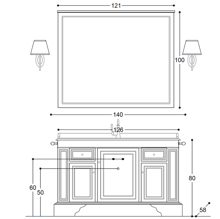 Mobilier baie clasic Ariete made in Italy