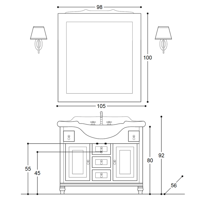 Mobilier baie clasic Elba made in Italy