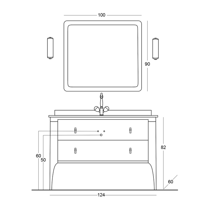 Mobilier baie contemporan  Majestic 124x60 cm Gaia Mobili Italy