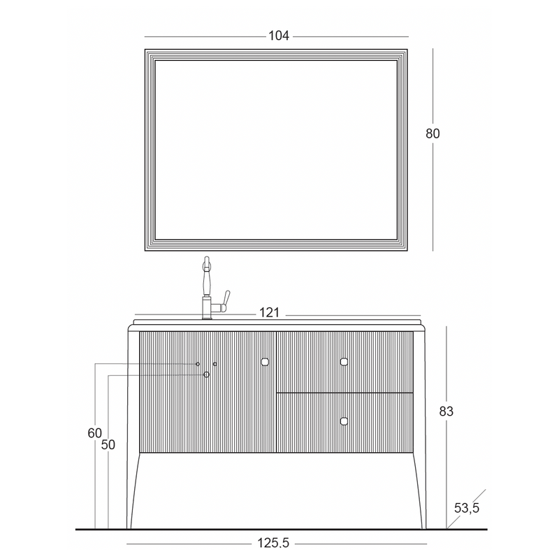 Mobilier baie contemporan Broadway 125,5 × 53,5 cm – Gaia Mobili