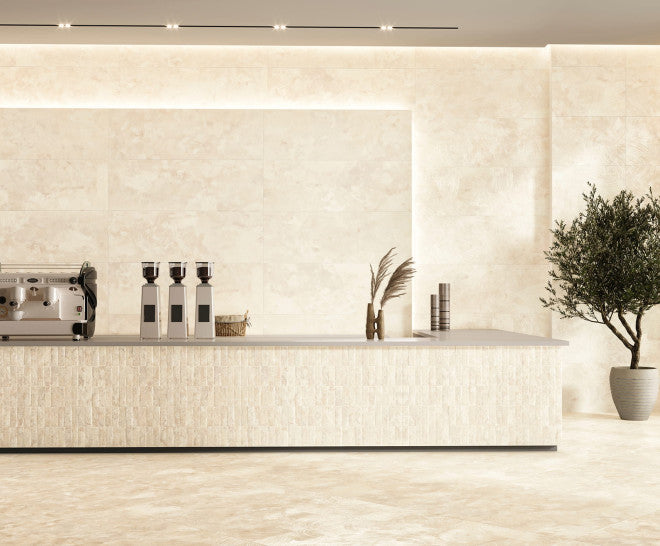 Gresie și faianță porțelanată Spatolato Cream 50 × 100 cm, natural – Aparici