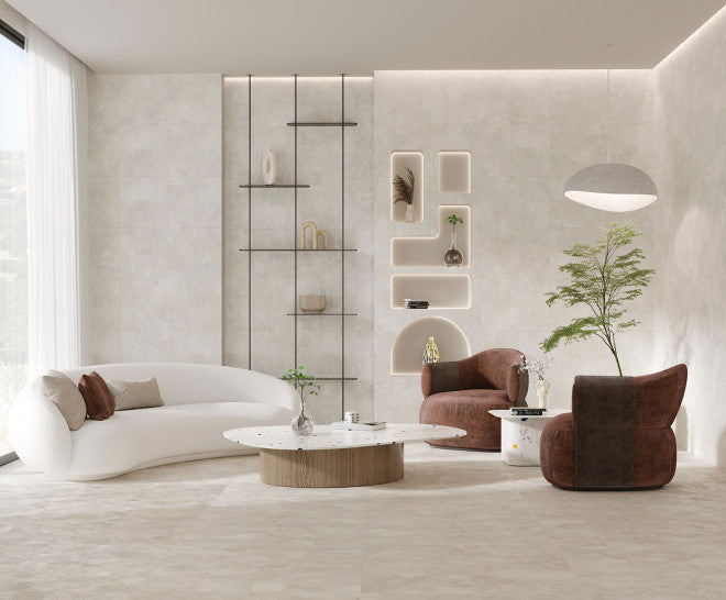 Gresie și faianță porțelanată Spatolato Ivory 50 × 100 cm, natural – Aparici