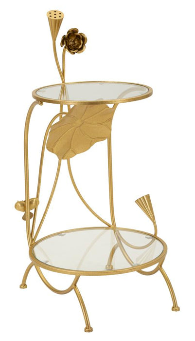 Măsuță Rotundă Flow Aurie Ø 40x78cm | Design Glam Vertical | Sticlă Elegantă