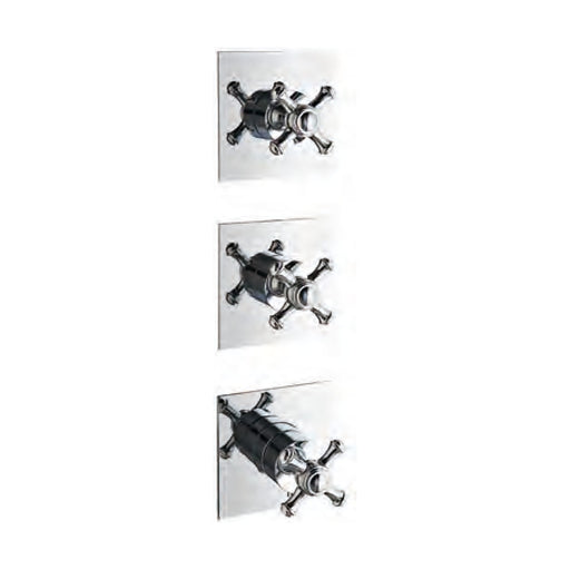 Baterie termostatică încastrată Old Italy cu 2 ieșiri, plăci separate Treemme – mâner cruce