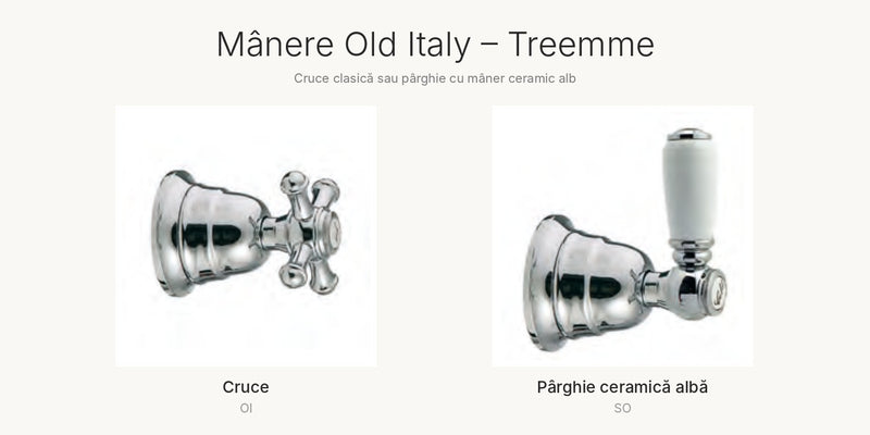 Mânere Old Italy: cruce sau pârghie ceramică