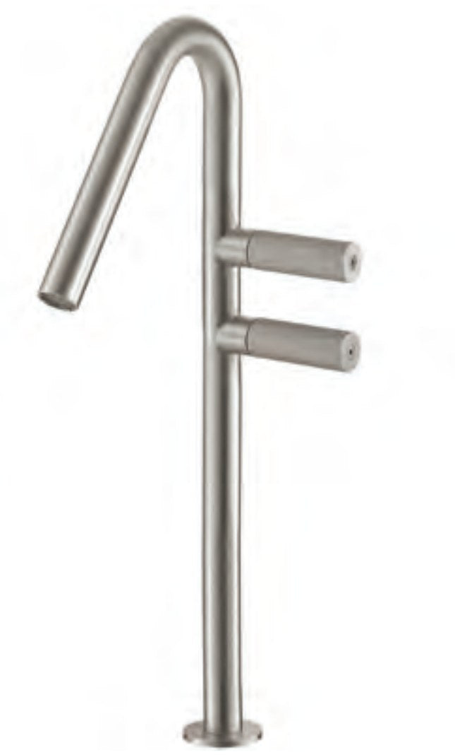 Baterie lavoar 22mm din inox, cu două butoane zimțate Treemme