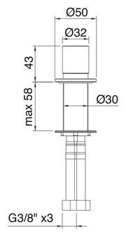 Desen tehnic cu cote – Comandă separată 22mm pe blat