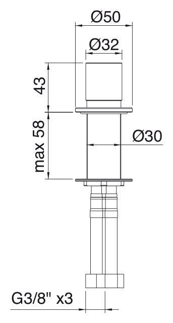 Desen tehnic cu cote – Comandă separată 22mm pe blat