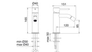 Desen tehnic cu cote – Baterie și pipă bideu 40mm din inox