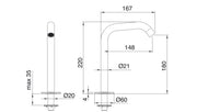 Desen tehnic cu cote – Pipă 40mm din inox pentru lavoar sau cadă