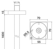 Desen tehnic cu cote – Pipă 5mm din inox pentru lavoar sau cadă