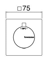 Desen tehnic cu cote – Termostat încastrat Treemme din inox pentru reglajul temperaturii