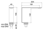 Desen tehnic cu cote – Pipă 5mm din inox pentru lavoar sau cadă