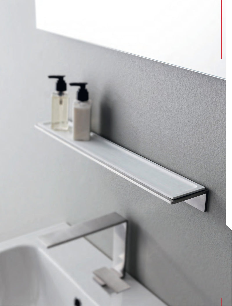 Etajeră 40mm din inox, cu blat din sticlă – Treemme, imagine de ambianță