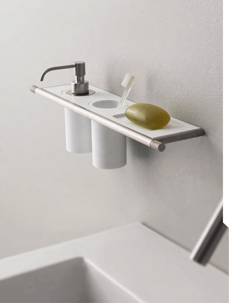 Suport de perete 22mm din inox pentru pahar și dozator – Treemme, imagine de ambianță