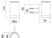 Desen tehnic cu cote – Pahar Band din inox, de perete sau de blat