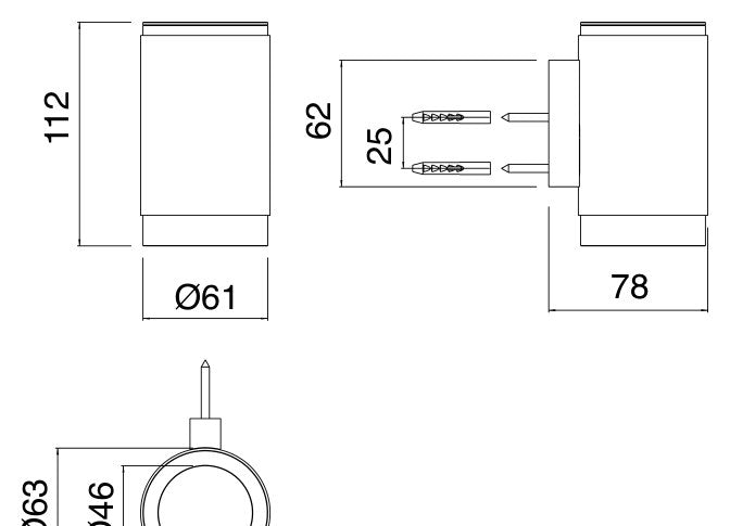 Desen tehnic cu cote – Pahar Band din inox, de perete sau de blat
