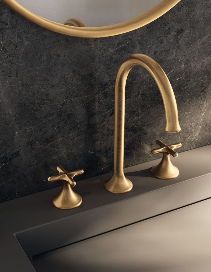 Baterie lavoar Bliss din inox, cu mânere în cruce – Treemme, imagine de ambianță