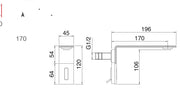 Desen tehnic cu cote – Baterie lavoar electronică de perete din inox, cu senzor