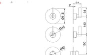 Desen tehnic cu cote – Termostat de duș Flou încastrat, rozete separate, 2 sau 3 ieșiri