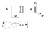 Desen tehnic cu cote – Articulație orientabilă pentru aerator Ios