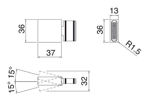 Desen tehnic cu cote – Articulație orientabilă pentru aerator Ios