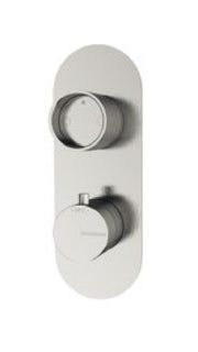 Termostat de duș încastrat Treemme din inox, cu comutator cu inel, placă ovală sau rozete Treemme