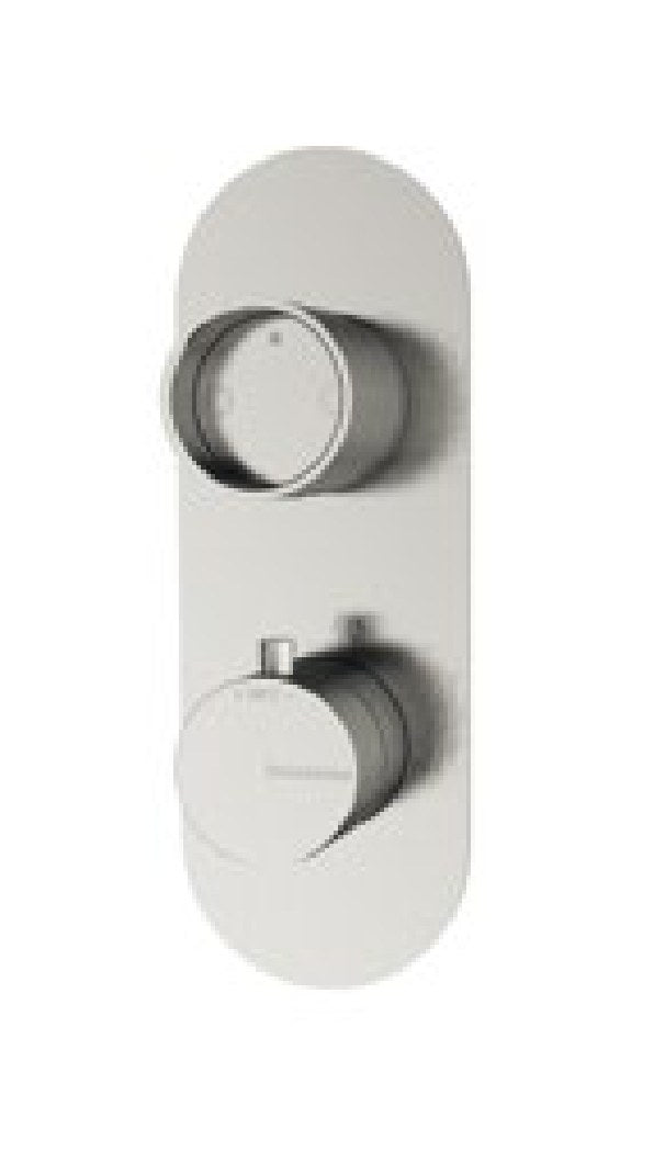 Termostat de duș încastrat Treemme din inox, cu comutator cu inel, placă ovală sau rozete Treemme
