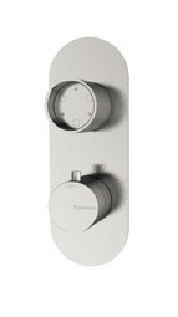 Termostat de duș încastrat Treemme din inox, cu comutator cu inel, placă ovală sau rozete Treemme