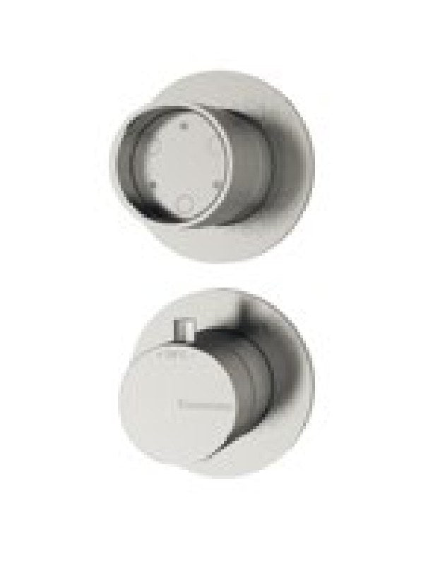 Termostat de duș încastrat Treemme din inox, cu comutator cu inel, placă ovală sau rozete Treemme