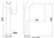Desen tehnic cu cote – Baterie lavoar WaterTube din inox, monocomandă