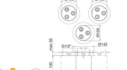 Desen tehnic cu cote – Pară de duș WaterTube din inox, de tavan sau de perete