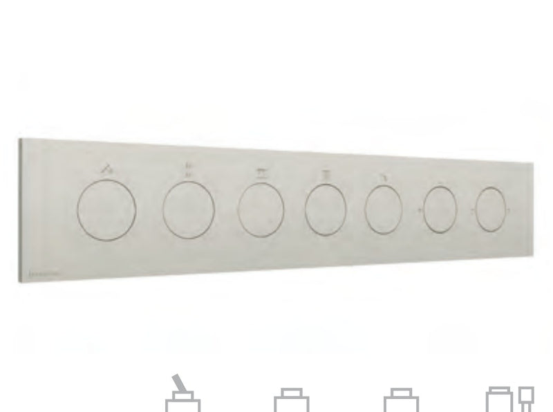 Baterie de duș încastrată W-Touch din inox cu butoane, 2–5 ieșiri Treemme