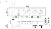Desen tehnic cu cote – Baterie de duș încastrată W-Touch din inox cu duș de mână integrat