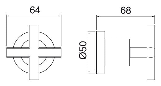 Desen tehnic cu cote – Robinet de oprire încastrat Line 1/2"