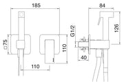 Desen tehnic cu cote – Baterie încastrată Pa36 cu duș igienic pentru WC