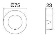 Desen tehnic cu cote – Robinet de oprire încastrat Treemme 1/2", rozetă 75 mm
