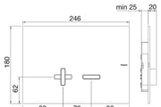 Desen tehnic cu cote – Placă de comandă WC Treemme din metal