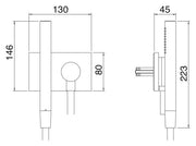 Desen tehnic cu cote – Kit duș încastrat Treemme cu duș de mână magnetic