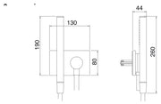 Desen tehnic cu cote – Kit duș încastrat Treemme cu duș de mână magnetic