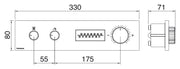 Desen tehnic cu cote – Termostat de duș încastrat W-70s cu afișaj digital, 2–6 ieșiri