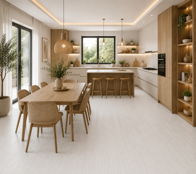 Gresie Porțelanată Rectificată Troncais White 20×120 cm – Aspect Lemn | Sichenia Italy