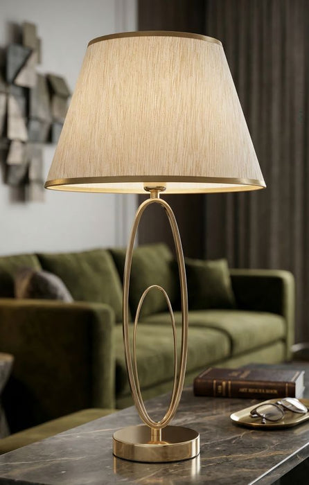 Veioză de Masă Glam Auriu & Crem – Ø30×58 cm